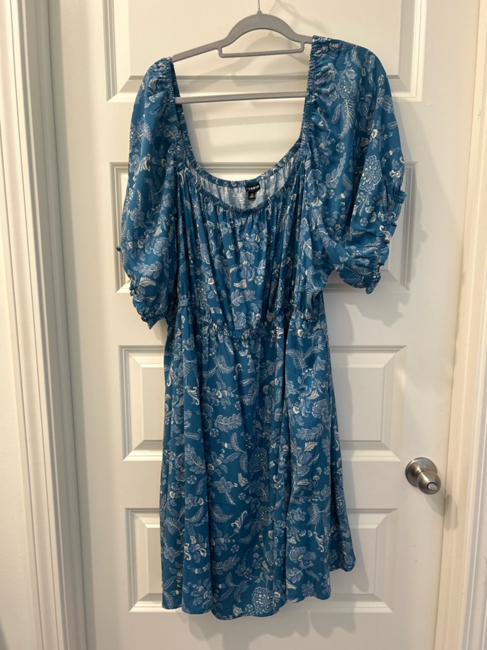 torrid Blue Floral Puff-Sleeve Midi Dress
